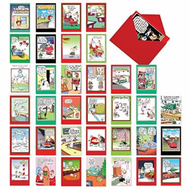 Imagem de A McCoy Bros. Christmas - 36 Cartoon Cartões de Nota de Feliz Natal com Envelopes (4,63 x 6,75 polegadas) - Conjunto Divertido Sortido de Cartões de Notas de Natal Humorosos - Saudações de Feriado para Adultos AC7139XSG-B1x36