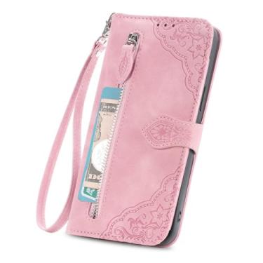Imagem de Capa de telefone de couro flip para Samsung Galaxy A53 A73 A33 A23 A13 A14 A34 A54 A52 A72 A51 A71 Capa carteira com zíper para vários cartões, rosa, para Samsung A54 (5G)