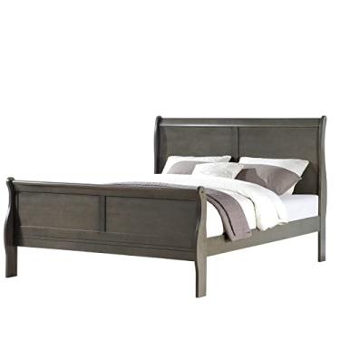 Imagem de Mobília moderna com acabamento cinza escuro moldura de cama de madeira mesas-de-cabeceira cômoda cômoda com ferragens de metal níquel escovado para quarto e sala de estar (baú) (cama queen)