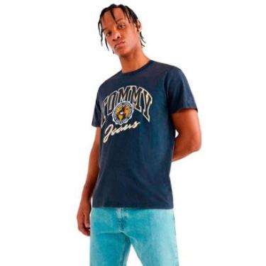 Imagem de Camiseta Tommy Jeans Masculina Bold College Graphic Azul Marinho-Masculino
