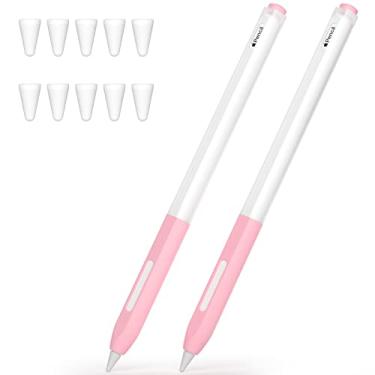 Imagem de JOOSKO Compatível com Apple Pencil Pro/Apple Pencil 2ª geração, 2 capas de silicone para lápis, suporta carregamento magnético e função de clique duplo. (rosa + rosa)