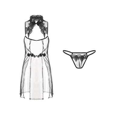 Imagem de PRIOKNIKO Roupa erótica camisa sexy lingerie conjunto de body sexy para mulher, preto 9, tamanho único, Preto 9, Tamanho único