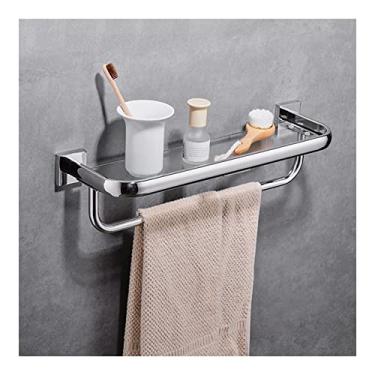 Imagem de ANNBKA Prateleiras de chuveiro de aço inoxidável 304 prateleiras de banheiro ferragens, suporte polido chorme de vidro, prateleira de parede perfurada suporte de toalha trilho de chuveiro (cor: C 60