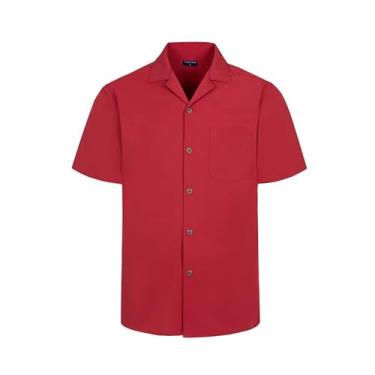 Imagem de Camisetas masculinas havaianas de manga curta com ajuste regular floral, Vermelho vinho 369, 3G