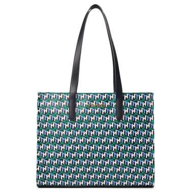 Imagem de Tommy Hilfiger Bolsa feminina Melissa II, Tommy azul marinho/verde olímpico/feitiço azul/branco óptico, Large