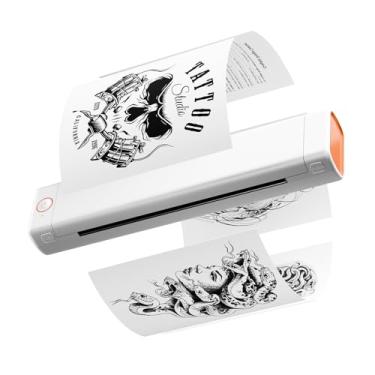 Imagem de Impressora de estêncil de tatuagem, impressora de estêncil para tatuagem, impressoras térmicas de tatuagem para tatuadores e iniciantes, compatível com tablet, smartphone e PC, branco