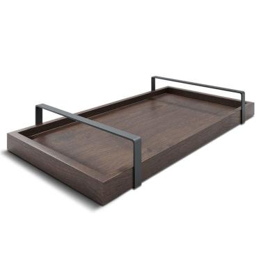Imagem de Bandeja Decorativa 25x50cm Castanho Com Alça Preta