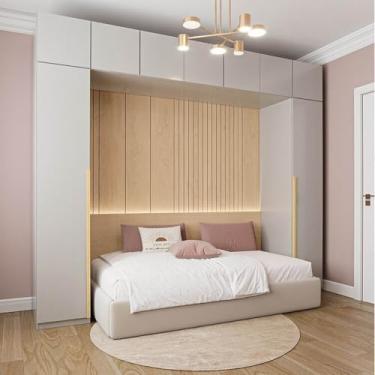 Imagem de Guarda-roupa Modulado 6 Peças 9 Portas Jade Cabecasa Madeiramadeira Cinza Urbano