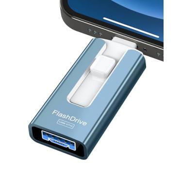 Imagem de Pen Drive USB de 512 GB, Memória Stick de Armazenamento Externo de Dados e Armazenamento de Dados Compatível com Telefones, Pad, Android, PC e mais Dispositivos (Azul)