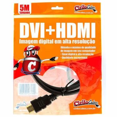 Imagem de Cabo DVI para HDMI, 5 metros - Cirilo Cabos, UNICA, UNICA