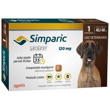 Imagem de Antipulgas Simparic 120 mg para cães 40,1 a 60 kg - Zoetis - 1 unidade