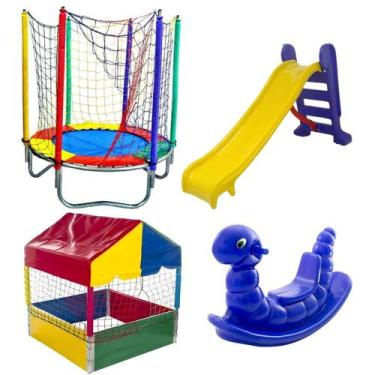 Imagem de Cama Elástica Pula Pula Pequena 1,40m Piscina de Bolinhas 1,00m Quadra