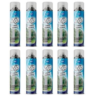 Imagem de Kit 10 limpa vidros desengordura e protege sem manchas spray zip 400ml