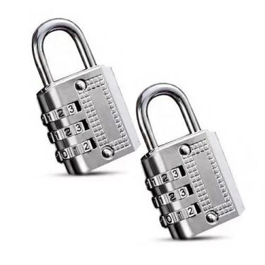 Imagem de Kit 2 Cadeados Coloridos Com Código de combinação Número  - New, Prata