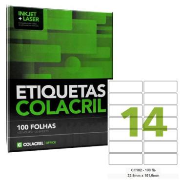 Imagem de Etiqueta Adesiva Carta CC182 33,9 x 101,6 mm 100 Folhas Cola - ColaCri