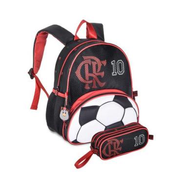 Imagem de Mochila de Costas Com Estojo Duplo Flamengo Oficial Creche, Preto