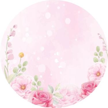 Imagem de Painel de Lona Redondo Rosas Aquarela - Fabrika de Festa