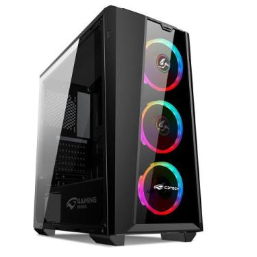 Imagem de Gabinete Gamer sem fonte Preto Mid Tower USB 3.0 C3Tech - MT-G800BK