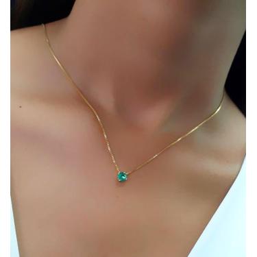 Imagem de Colar Ponto de Luz Zircônia Turmalina Banhado em Ouro 18k - Lazzuli Jo