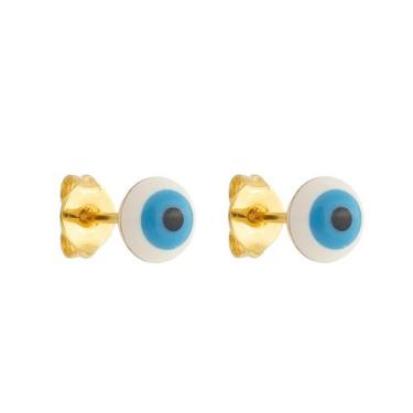Imagem de Brinco Olho Grego Branco 6mm com base fixa-Sunshine Cristais, Ouro