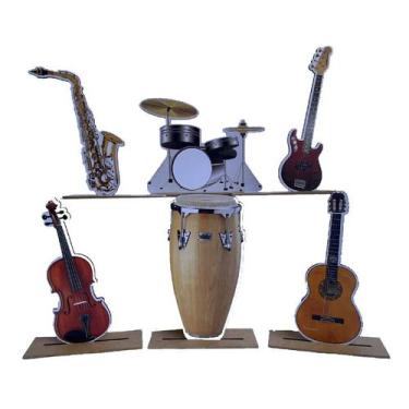 Imagem de Kit Display de Mesa 6 Peças Festa Instrumentos Musicais MDF - Juju Bra