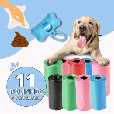 Imagem de Kit 11 Rolos Sacos De Recolher Coco Pet + Suporte de ossinho - Saquinh
