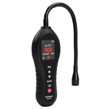 Imagem de Detector de gás halogêneo Detector de vazamento de refrigerante 0-1000ppm CFCs HCFC HFCS Sonda de pescoço de ganso de 26,7 cm, vibração, bipe e alerta visual para ar condicionado, planta industrial,