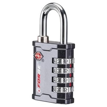 Imagem de FORGE Fechadura de combinação aprovada pela TSA de 4 dígitos, caixa de ferramentas e trava de caixa, cadeado de combinação para viagens, academia, casa. Cinza 1 cadeado.