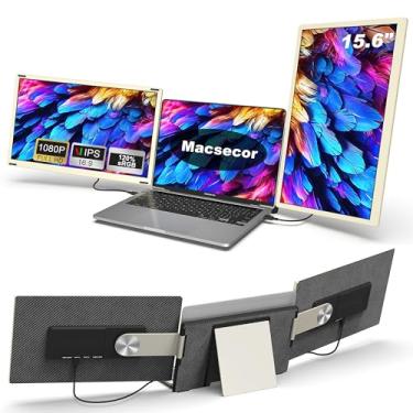 Imagem de Extensor de tela de laptop, monitor portátil triplo FHD 1080p IPS de 39.6 cm para laptop, 2 extensores removíveis de monitor de laptop com 120% sRGB, vem com hub USB HDMI, Plug-Play para Mac, Wins,