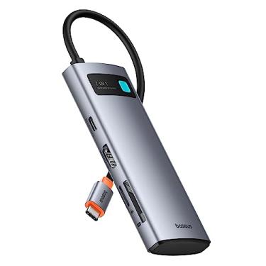Imagem de Baseus Adaptador USB C Hub 7 em 1 com 4K @ 60Hz HDMI, 100W PD, 3 USB-A 3.0 5Gbps, leitor de cartão SD/TF, estação de ancoragem USB para iPhone 15, laptop MacBook/Surface Pro/iPad/Steam Deck/Rog