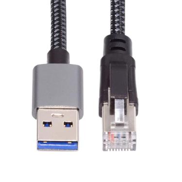 Imagem de NFHK Cabo USB para Ethernet USB3.0 Tipo-A para RJ45 Macho Conectado Diretamente Rede LAN Gigabit 1000Mbps Compatível com USB 2.0