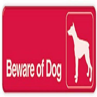 Imagem de Hillman 848636 Placa autoadesiva Beware of Dog, plástico vermelho e branco, 7,6 x 23,8 cm 1 placa