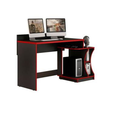 Imagem de Mesa Gamer Para Computador em MDP e MDF Valdemoveis, PRETO/VERMELHO