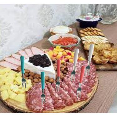 Imagem de Kit 6 Mini Garfos Para Petiscos Coqueteis Frutas Doces Garfinhos Inox 