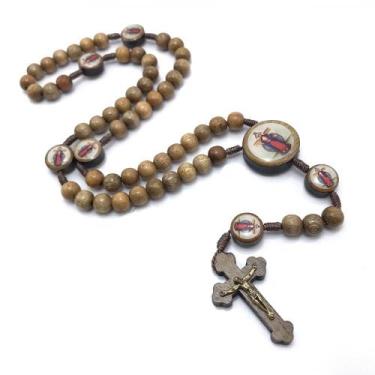 Imagem de Terço Santas Chagas de Jesus Girassol Madeira 8 mm - Padre Reginaldo M