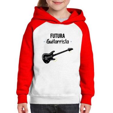 Imagem de Moletom Infantil Futura Guitarrista - Foca na Moda, Branco, Vermelho, 
