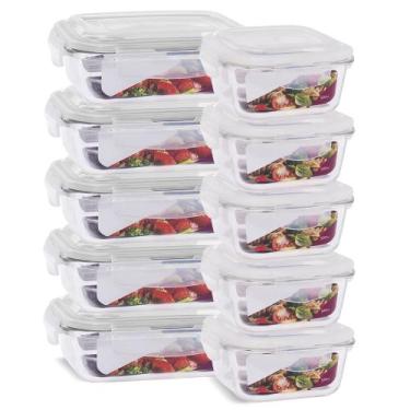 Imagem de Kit 10 Potes Herméticos Marmita Vidro Papinha 640ml e 520ml - U4home, 