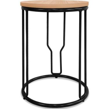 Imagem de Banco Banquinho Baixo Redondo Uganda Cozinha Área De Lazer Preto - Gen