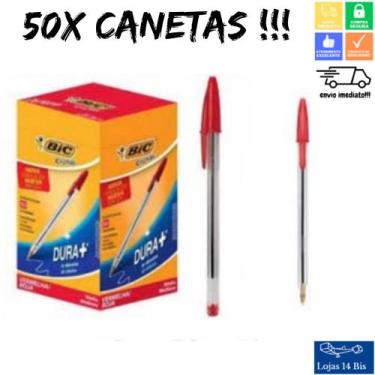 Imagem de Caneta Esferográfica Bic Cristal Dura + Vermelho Ponta Media 1.0mm Bic
