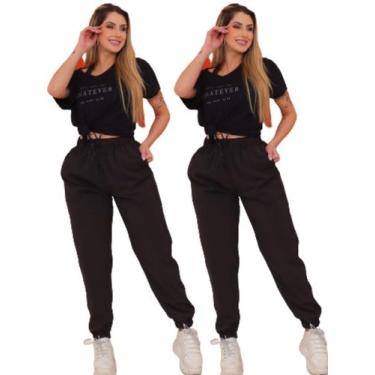Imagem de Kit 2 Peças - Calça Feminina Jogger Esportiva Bomber com Elastano - Pe