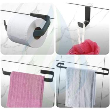 Imagem de Kit Acessórios Para Banheiro Quadrado 4 Peças Preto Fosco Back Matte L