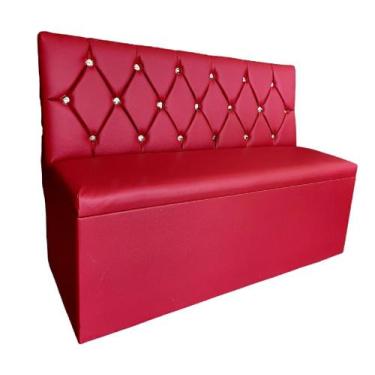 Imagem de Poltrona sofá booth 2,60cm vermelho com botoes dourado sku208 - O REI 