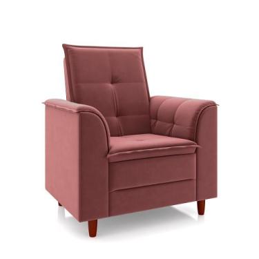 Imagem de Poltrona da Mamãe Sala de estar Gracy com Pés Palito Veludo Rosa G85 -