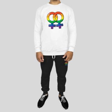 Imagem de Conjunto Calça e Blusa Moletom Careca Sem Capuz Algodão LGBT - MP Moda