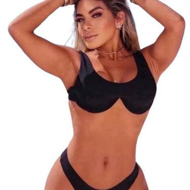Imagem de Biquíni hotpants malha canelado com bojo - bea fashiom, Preto, u