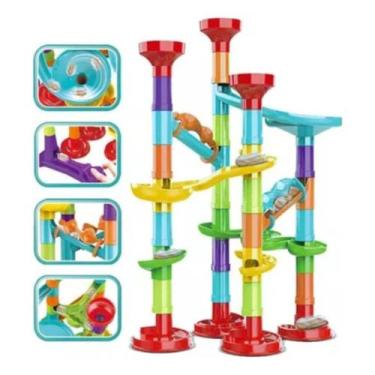 Imagem de Pista Labirinto Bolinhas De Gude Blocos De Montar Infantil 50 Peças - 