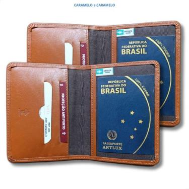 Imagem de Kit Porta Passaportes Couro Legitimo Premium 2 Unidades - ARTLUX, Cara