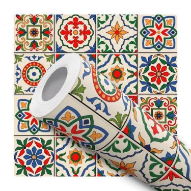 Imagem de Papel de Parede Adesivo Azulejo Português Colorido Cozinha Banheiro Mo