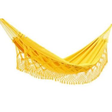 Imagem de rede de dormir amarelo casal resistente algodao - redespotiguar