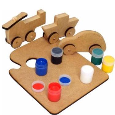 Imagem de Kit pintura 1 brinquedo + 1 paleta + 6 tintas - BRINQUE E LEIA